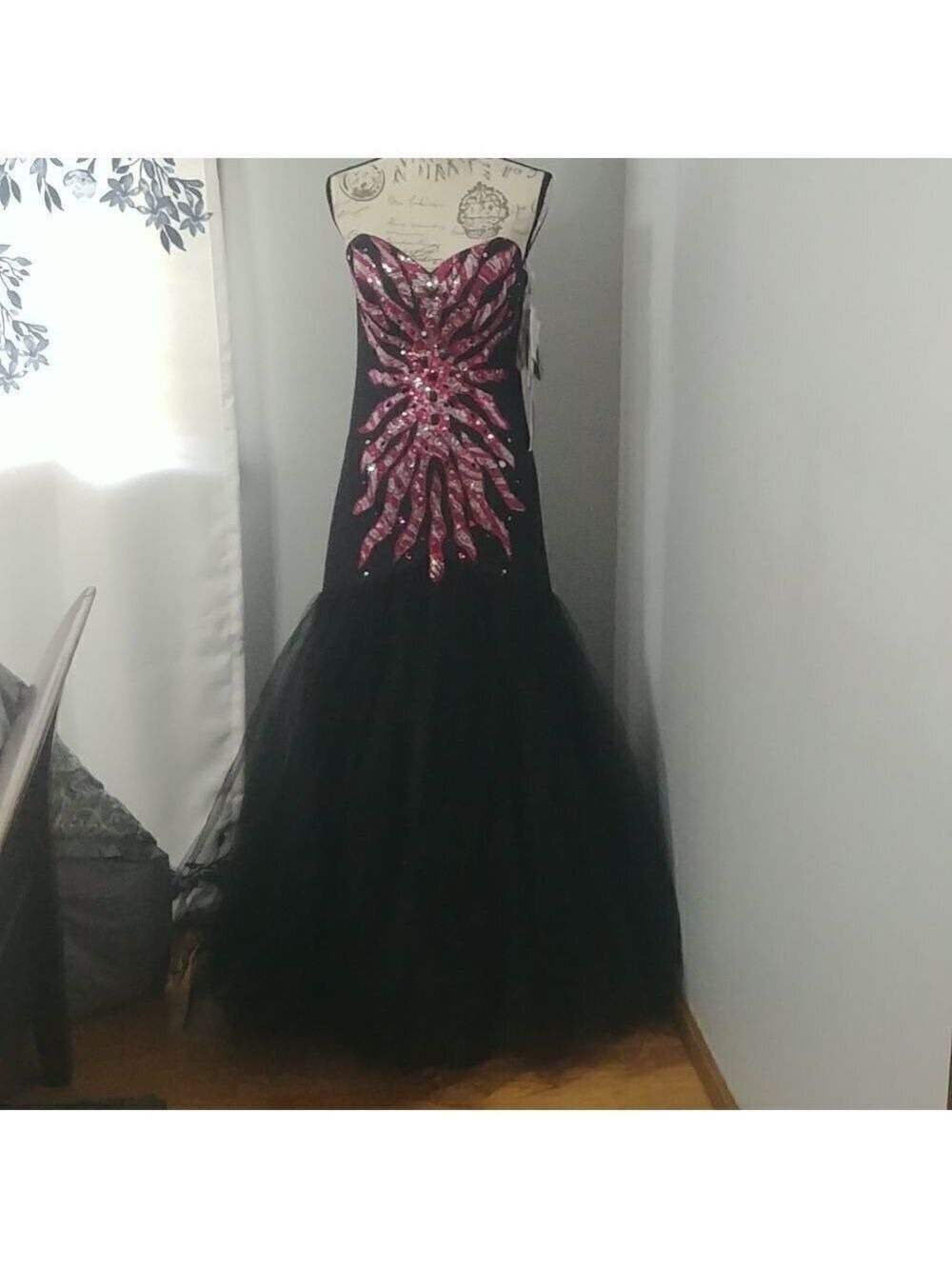 NWT LaFee E157103 Strapless Mermaid Style Pink/Black Prom 8